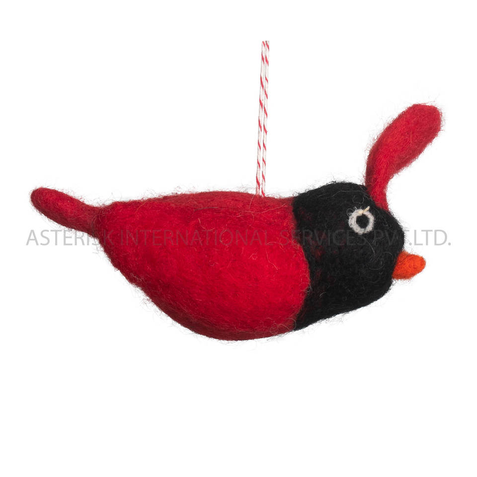 Red Brown Nursery Art Felted Wool Bird