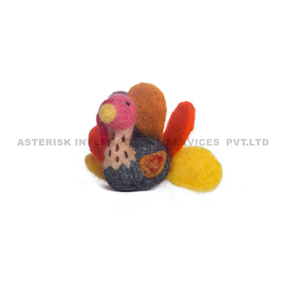 Handmade Needle Felted Wool Turkey – Colorful Felt Craft from Nepal